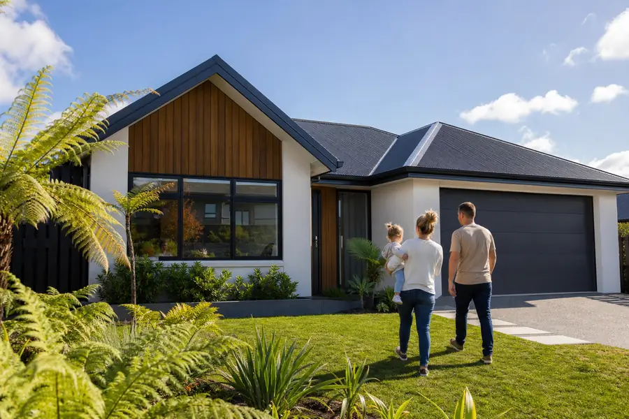 Suburban New Zealand house with garden